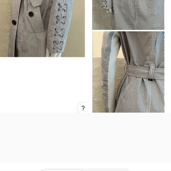 MICHAEL KORS Womens Small Classic Preppy Logo Rain Trench Coat Blue Striped - Picture 2 of 11